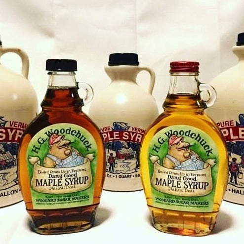 Various sizes of H.G. Woodchuck Vermont Maple Syrup!