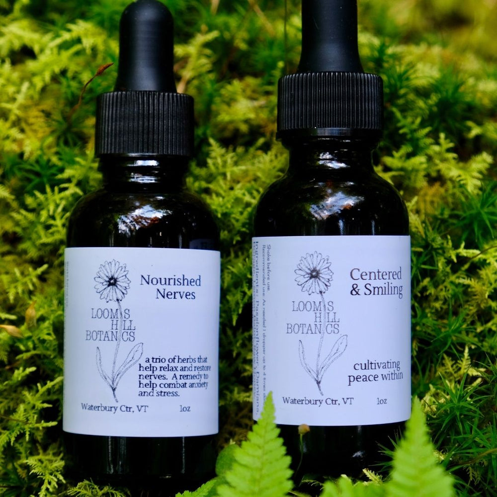 A pair of Loomis Hill Botanicals elixirs.